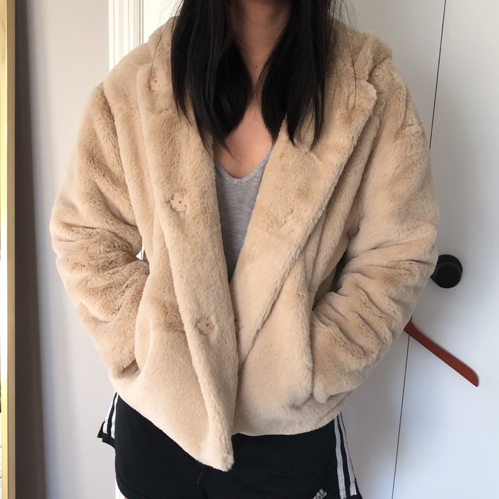 Hooded teddy jacket